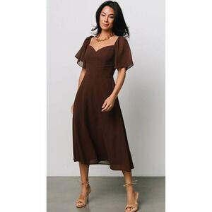 Baltic Born Colette Sweetheart Midi Dress Espresso Brown Size Small